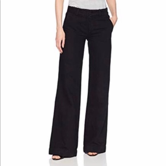 Hudson Jeans Denim - Hudson Black Nico Mid Rise Wide Lege Trouser Jeans